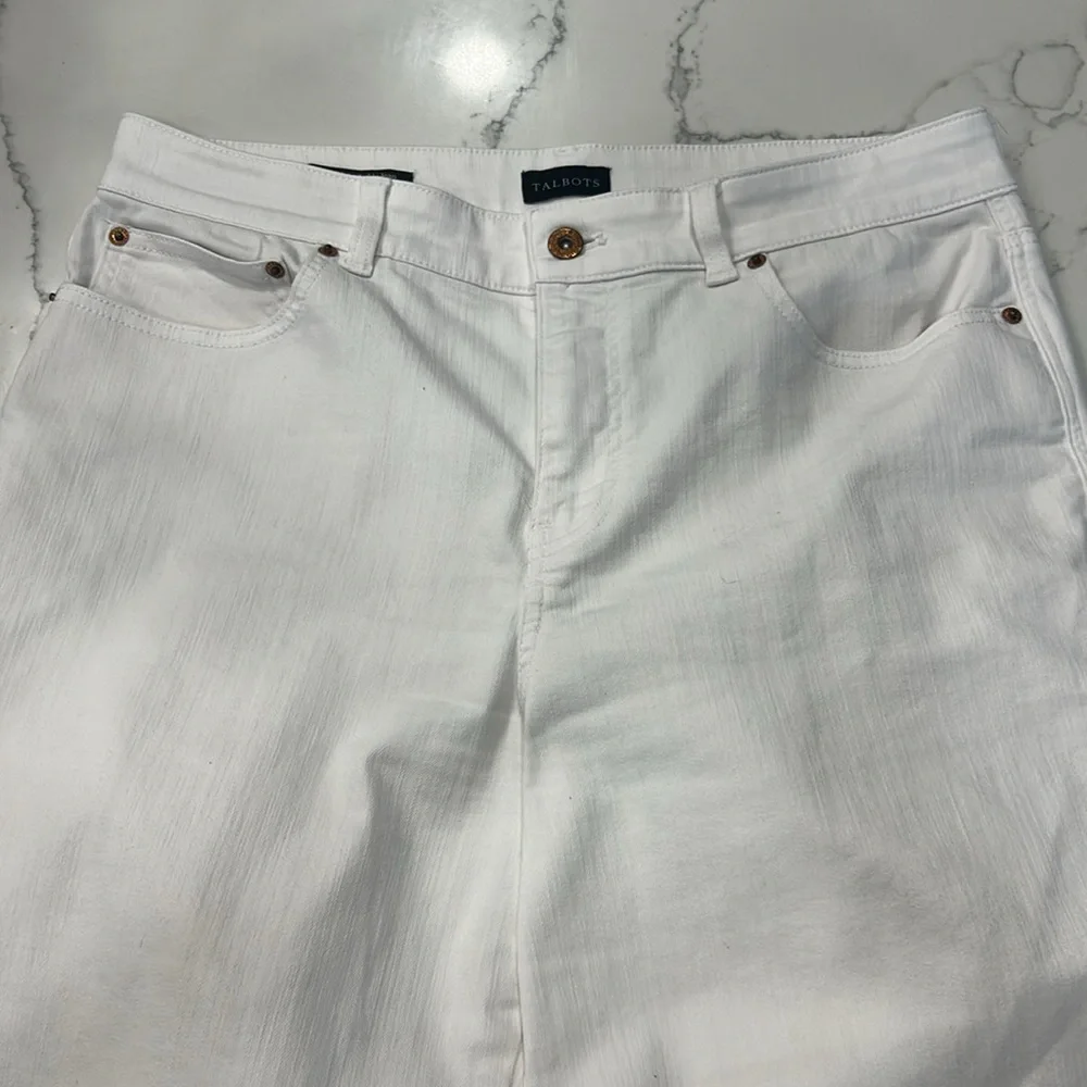 Talbots High Waist Straight Ankle White Jeans. Size 12 - Picture 4 of 14